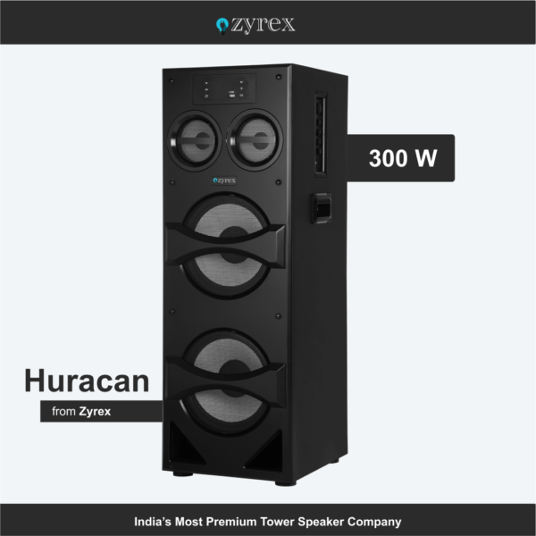 ZyrexHuracan003 Zyrex Huracan - 300W Heavy Wireless Tower Speakers | RGB Lights | Karaoke Mic | Bluetooth